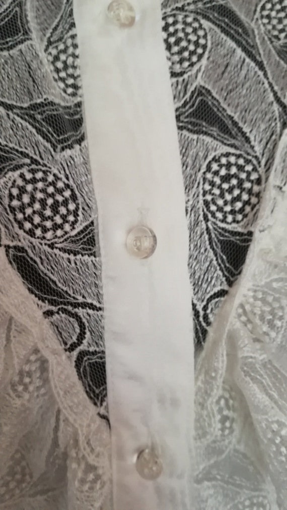 Vintage 1990's White Blouse Jacket Lace Secretary… - image 4