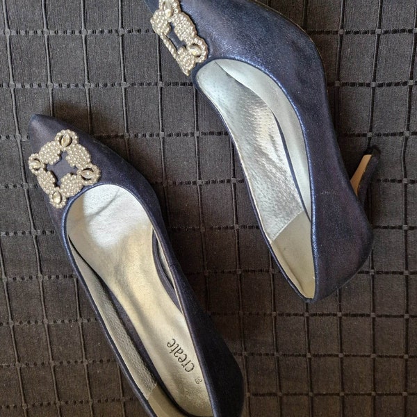 Y2K Alfonso Garlando pumps in dark blue satin