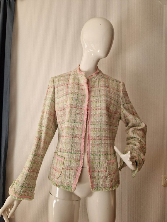 Vintage Chanel Brown Tweed Open Front Jacket Size 40 - Mrs Vintage
