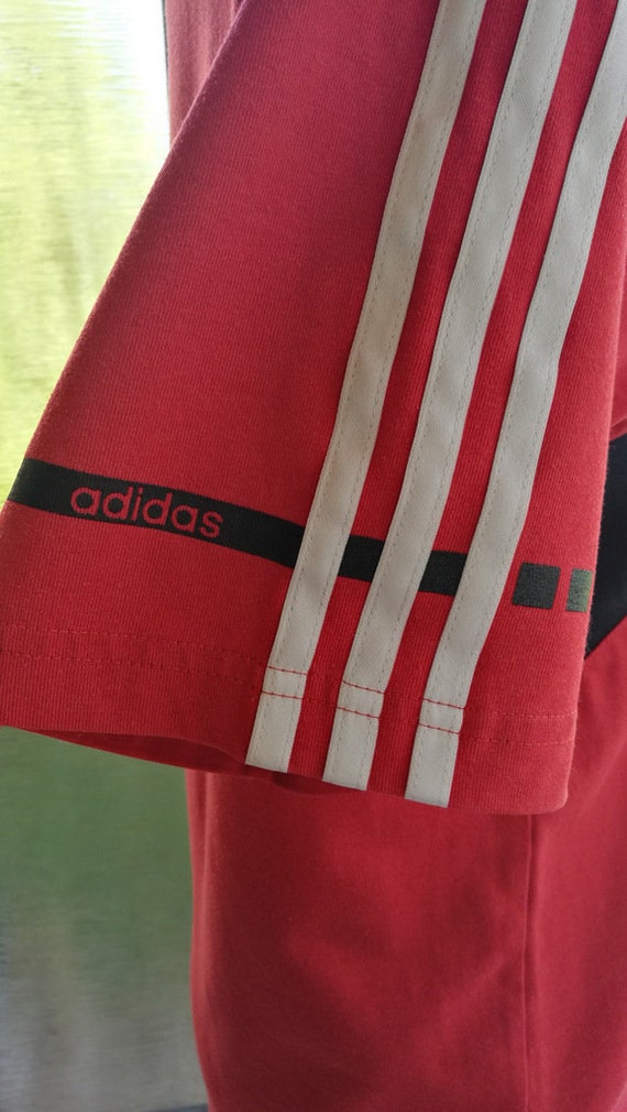 Vintage 1990's Men's Red Adidas 3 White Stripes T… - image 7