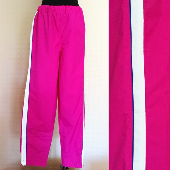 pink and white striped trousers
