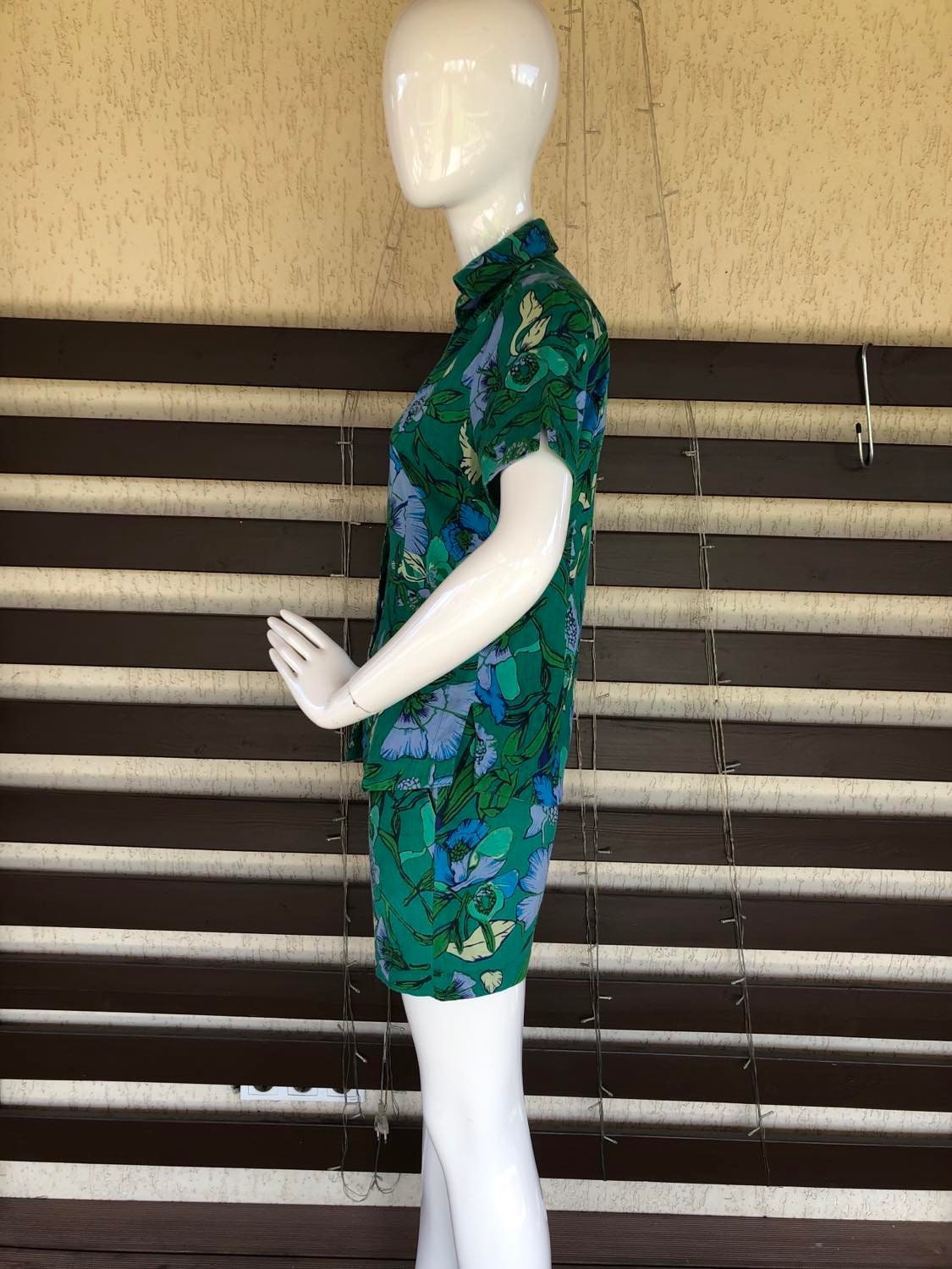 Vintage Colorful Summer Cotton Linen Flower 2 Pieces Suite Etsy