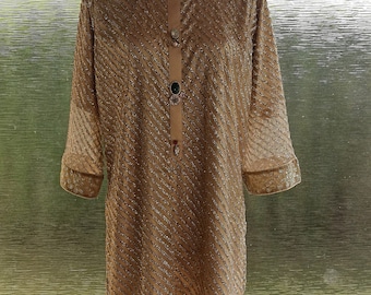 Exclusive Elegant Evening Glamorous Gold Glitter Dress Kaftan
