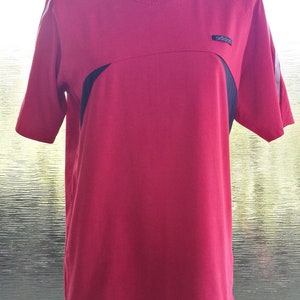 Vintage 1990&#39;s Men&#39;s Red Adidas 3 White Stripes T Shirt Hipster Pullover Everyday Workout Jacket Trainer Jogging Running Tracksuit  M Size