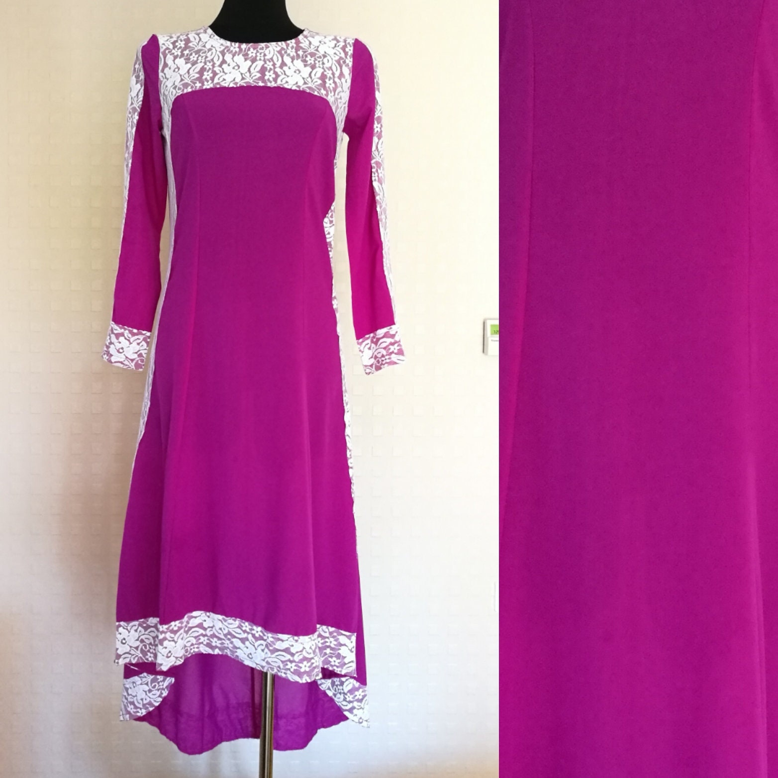 Purple Evening Cocktail Dress White Lace Vintage 1990's | Etsy