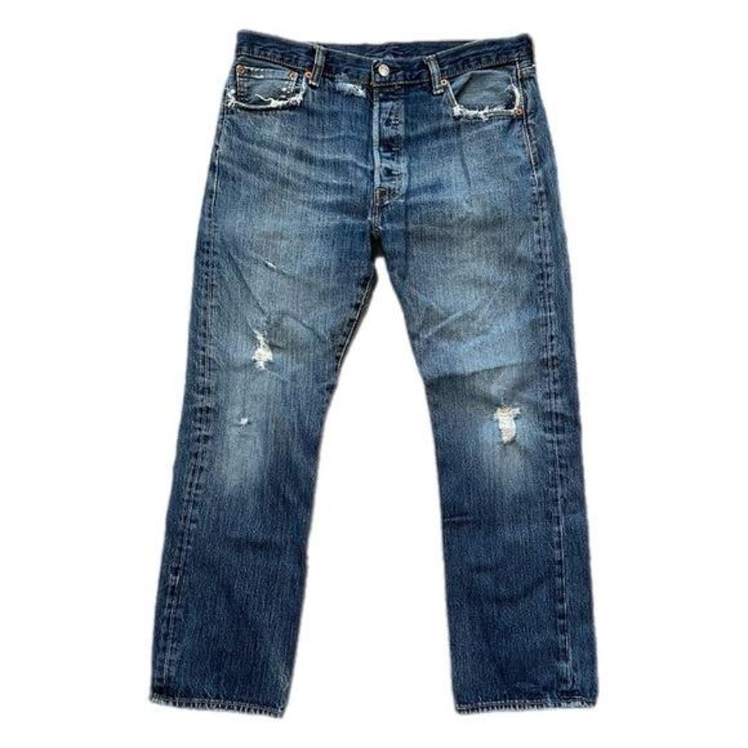 Levi’s 501 Distressed Straight Leg Button Fly Jeans Men’s 35x30 (made ...