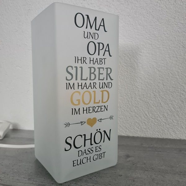 Oma und Opa Lampe mit Spruch, Lampe, Tischlampe, Spruch, Deko, Wohnaccessoires, Geschenk