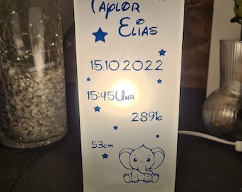 Children lamp, birth lamp, table lamp, saying, decoration, home accessories, gift