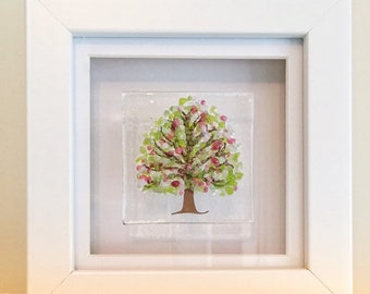 Spring Mini Frame - Four Seasons handmade fused glass tree