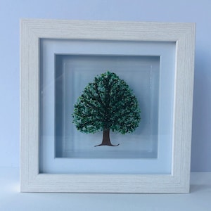 Summer Tree- Four Seasons fused glass Medium Framed Piece