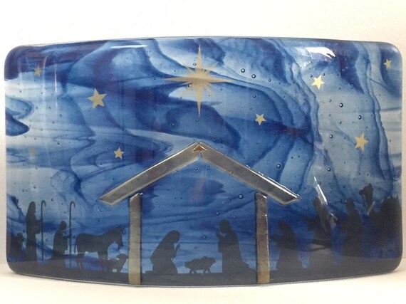 Fused Glass Nativity Decoration / Candle screen