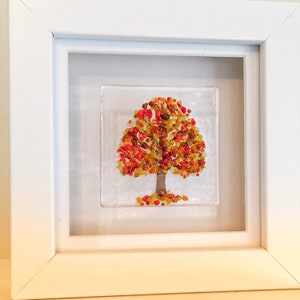 Autumn Mini Frame - Four Seasons trees in handmade fused glass