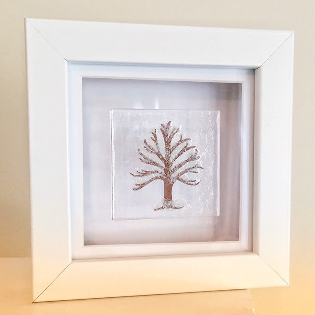 Winter Mini Frame - Four Seasons Tree Framed Fused Glass Art - Etsy