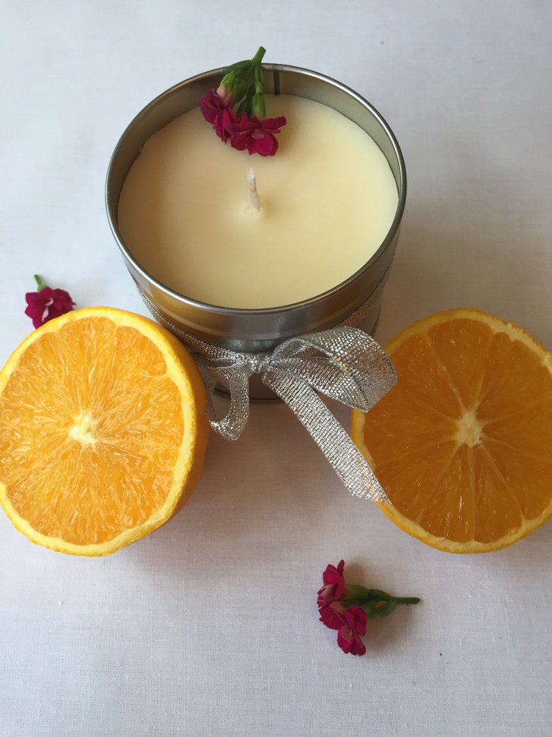 SWEET ORANGE Citrus Soy Candles, Luxury Strong Scent Soy Candle Tin Etsy