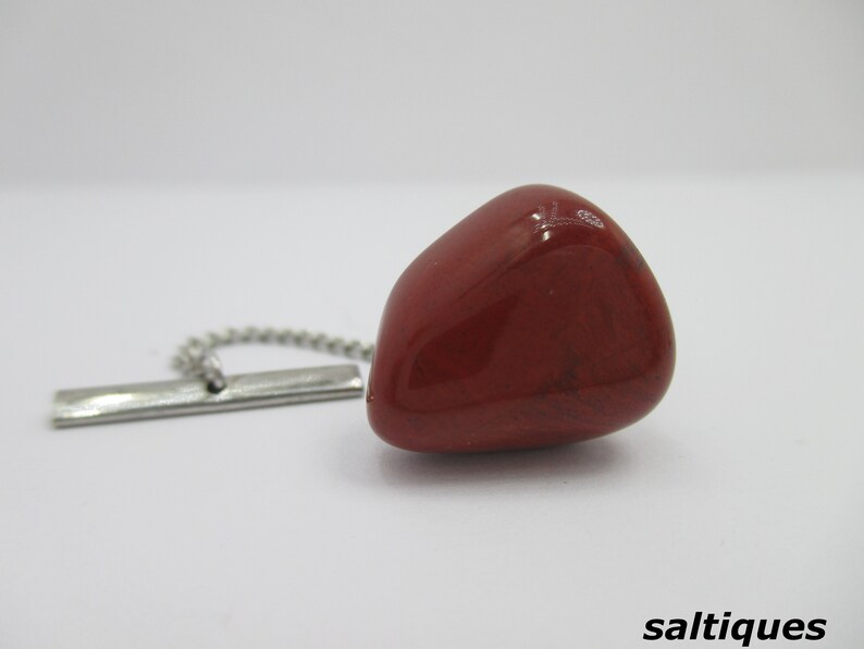 Jasper Tie-tack vintage mens jewelry for work or dress Real Stone Tietack red jasper tie tac with lanyard