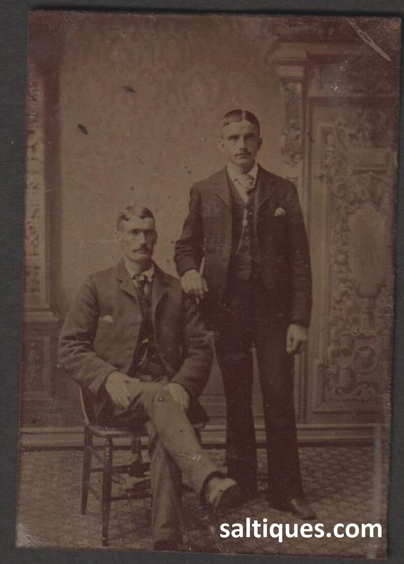 Men in 1880s Sack Jackets Antique Tintype