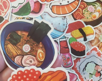 Asian Food Stickers, Sushi, Ramen, Rice, Fish (5 Pieces)