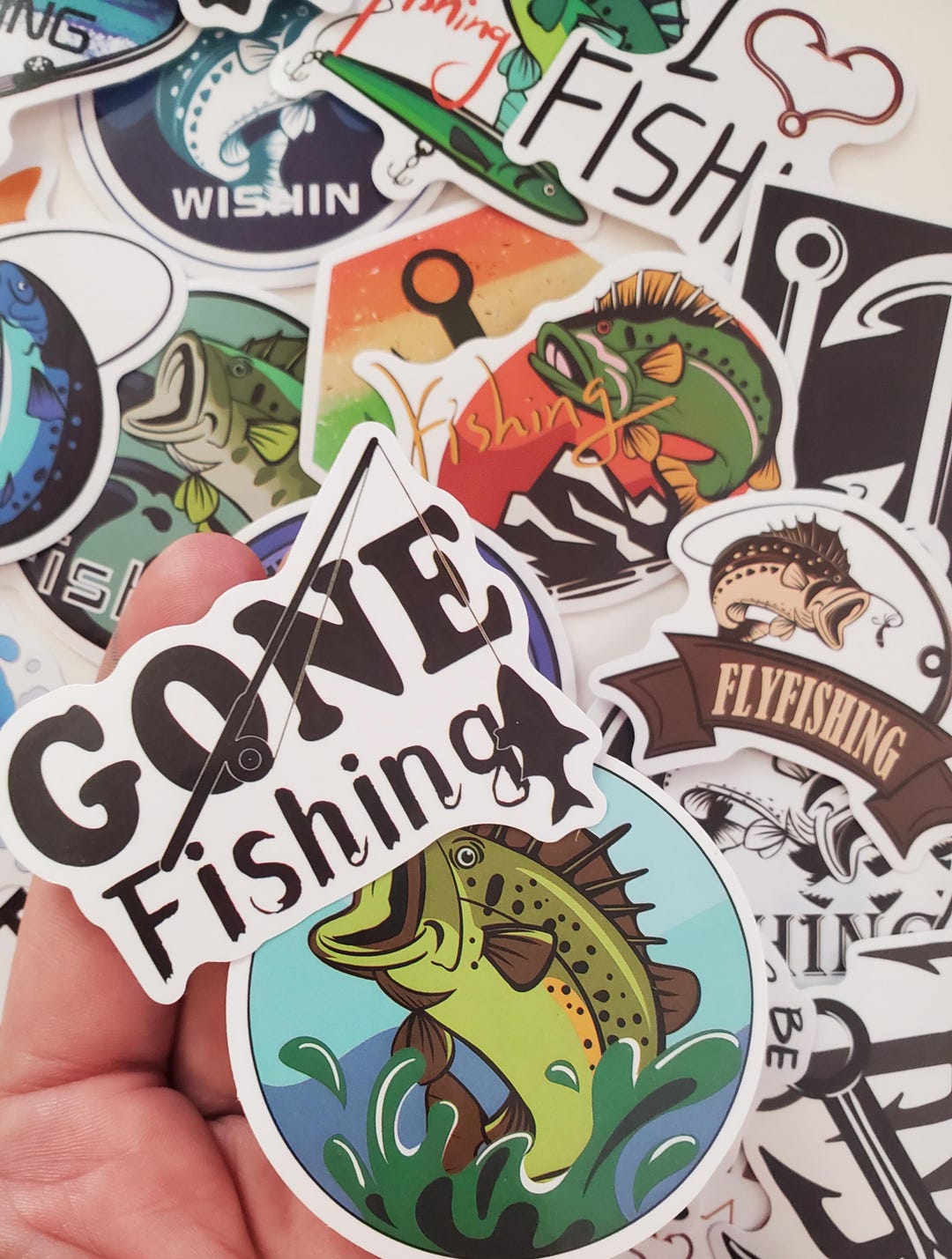 FISHING Sticker Set, 10 PIECES, Fish, Rod & Ree, UV Resistant ...