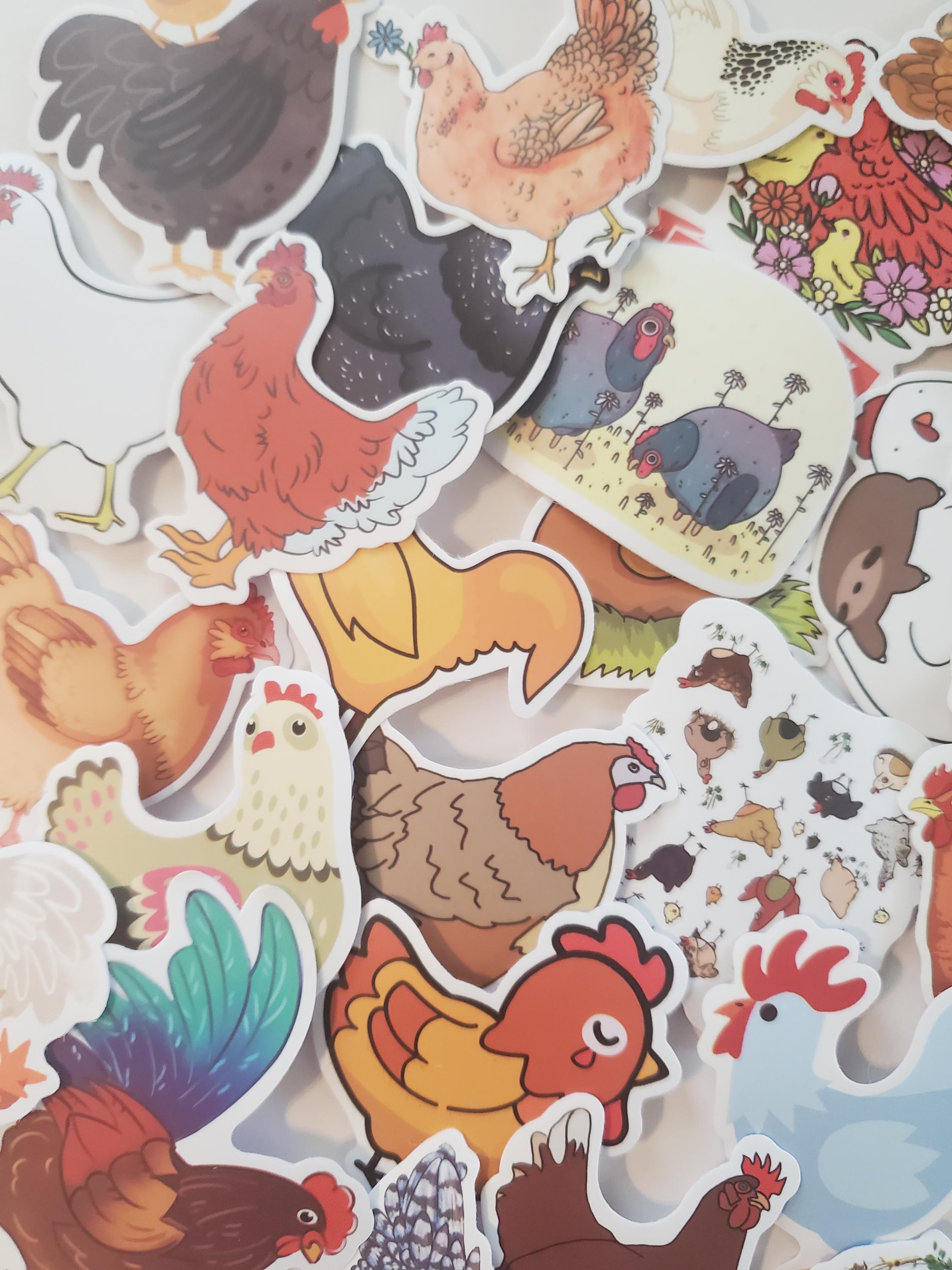 Chicken Stickers, Waterproof & UV Resistant, Farm Bird Stickers, Set of ...
