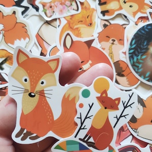 FOX Animal Stickers, 14 PIECES, Set of Stickers, Cute Fox Sticker Set, UV resistant, Waterproof, Bulk Pack Animal Sticker, Foxes, Forest Fox