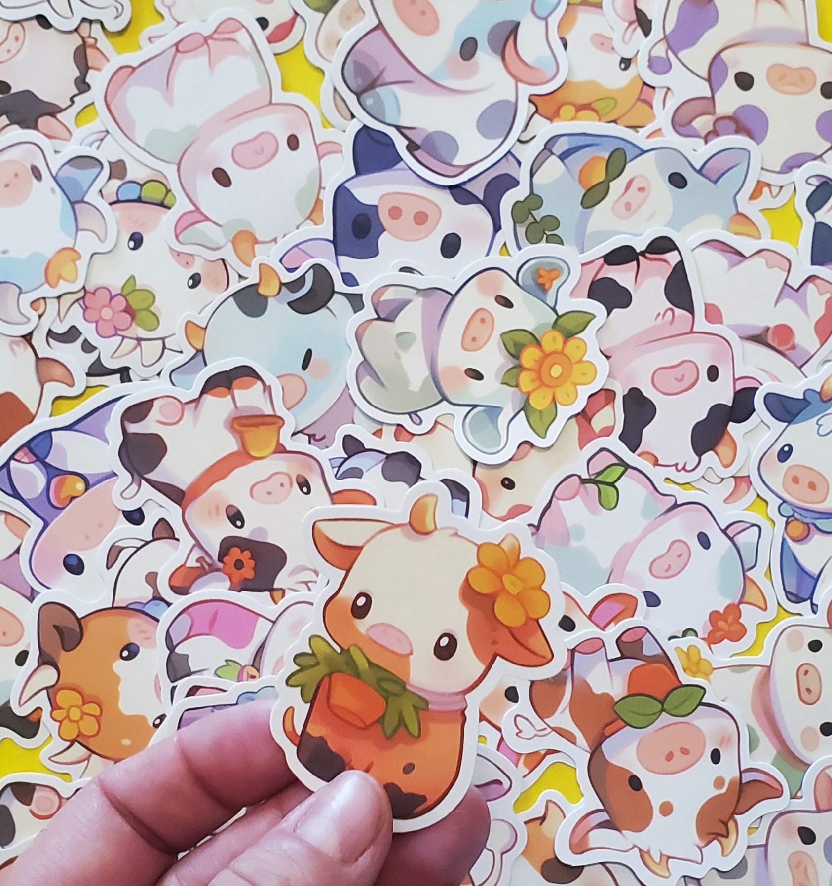 Baby Cow Stickers, Waterproof & UV Resistant Vinyl Decals, 10 Piece Set ...