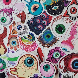 EYEBALL Stickers, 5 PIECES, Scary Eye sticker set, Spooky Eye, Uv resistant, Waterproof, Superstitious, Eyeballs, Fun Eyes, Funky, Eyeball