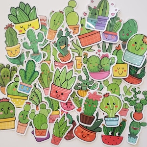 PLANT Theme Stickers, 7 PIECES, Set of Stickers, Cartoon Plant Sticker Set, UV resistant, Waterproof, Bulk Pack Sticker, Happy Plants