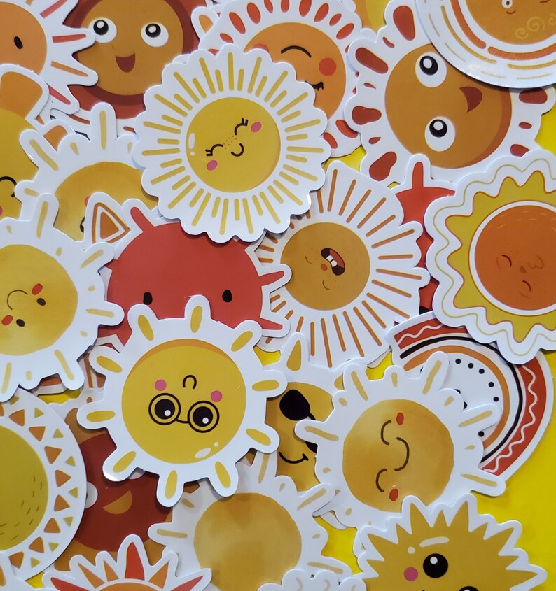Sun Color Stickers Cartoon Sun Stickers, Waterproof & UV Resistant, 10 Piece Set - Etsy