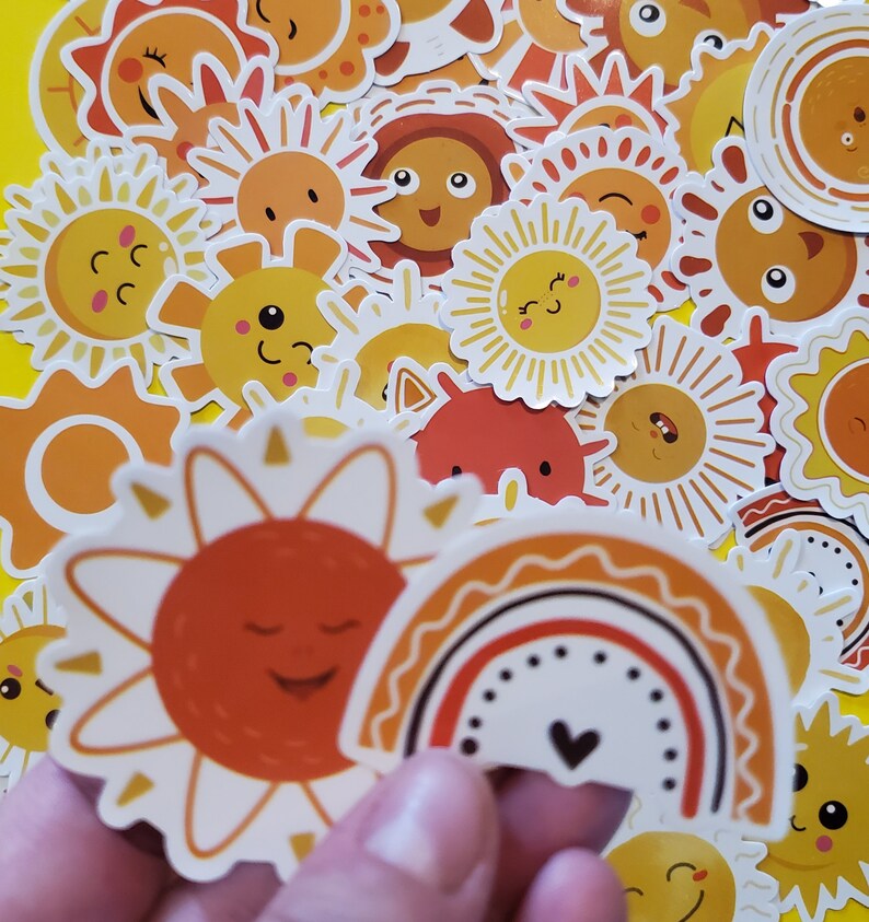 Sun Color Stickers Cartoon Sun Stickers, Waterproof & UV Resistant, 10 Piece Set - Etsy