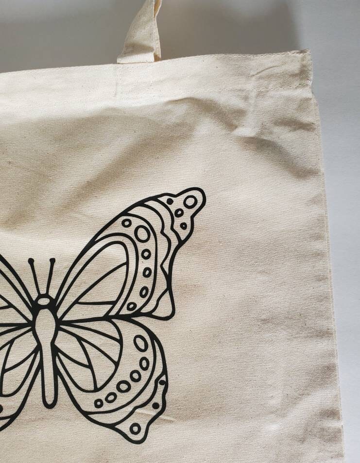 Butterfly COLOR ME Tote, Tote Bag, Reusable, Ecofriendly, Interactive