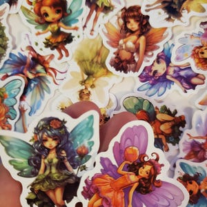 FAIRY Stickers, 10 PIECES, Set of Stickers, Cartoon Fairy Sticker Set, UV resistant, Waterproof, Everyday Use, Fairies, Whimsical, Colorful