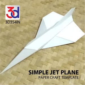 Manualidad de papel de un solo color (avión a reacción simple), solo necesita 3 hojas de cartulina