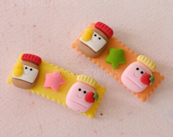 Set of 2 Peanut Butter & Jelly hair clips - 5.5cm