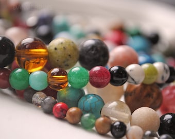 Assorted random stone beads 4mm to 10mm