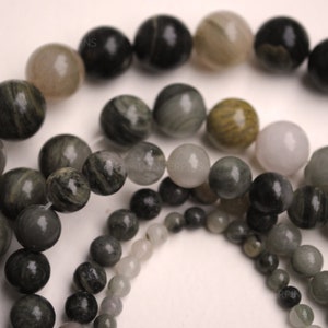 Grass Silk Stone beads polished  4mm to 12mm - natural