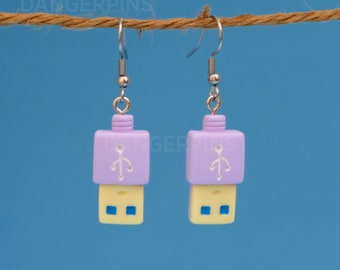 Extra Geeky USB Plug earrings