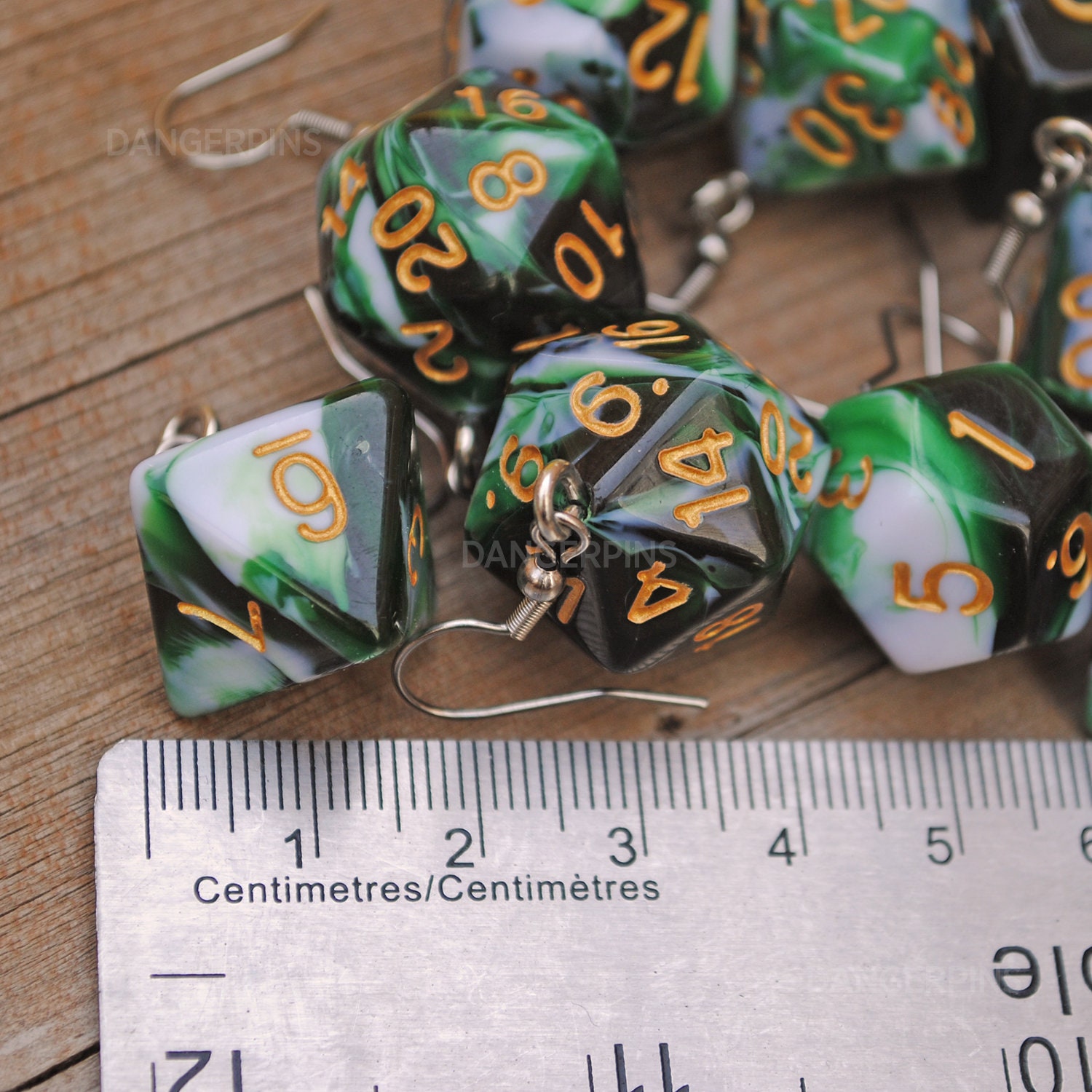 Green Black & White Swirl RPG Dice Earrings D4 D6 D8 D10 D12 Etsy