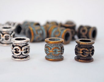 5 Chain design hair / beard beads - Viking braids celtic - copper bronze silver