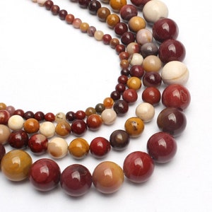 Loose Autumn Mookaite beads polished  4mm to 12mm - natural stone