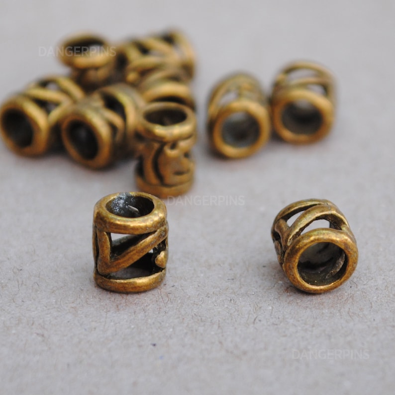10 Small wave cage viking celtic hair beard braid beads alloy metal silver