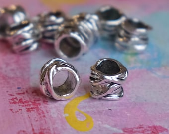10 Wrought Silver color hair / braid beads - alloy rings charms dreadlocks