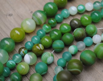 Green Agate matt or  polished 6mm to 10mm  natural stone