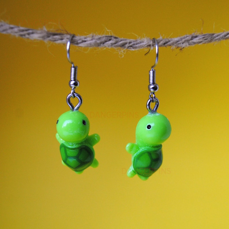 Cute Small Turtle Earrings Etsy