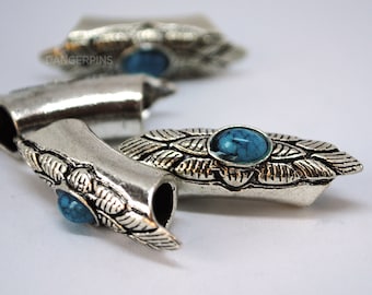 set of 4 Large Blue or Red floral eye viking / celtic hair beard braid beads - dreadlocks charms