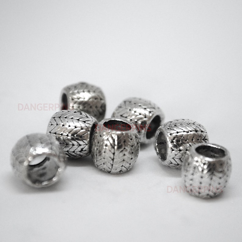 alloy metal set of 7 rounded chevrons viking celtic hair beard braid beads