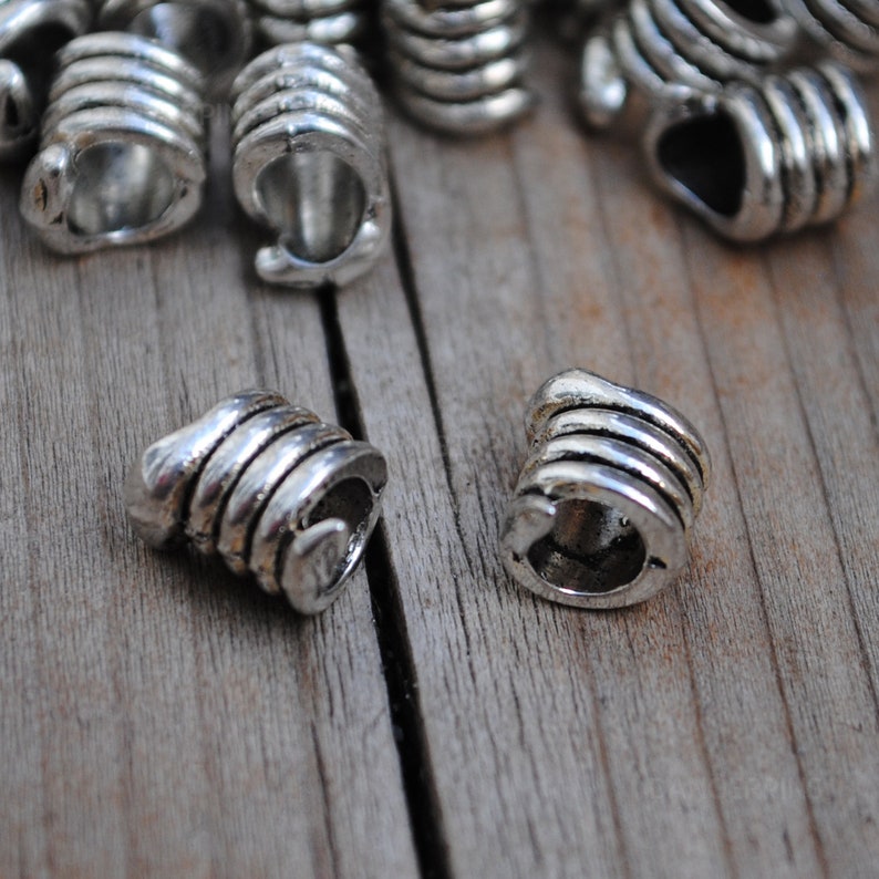 10 Small Coils Hair Beard Braid Beads Alloy Metal Silver Etsy