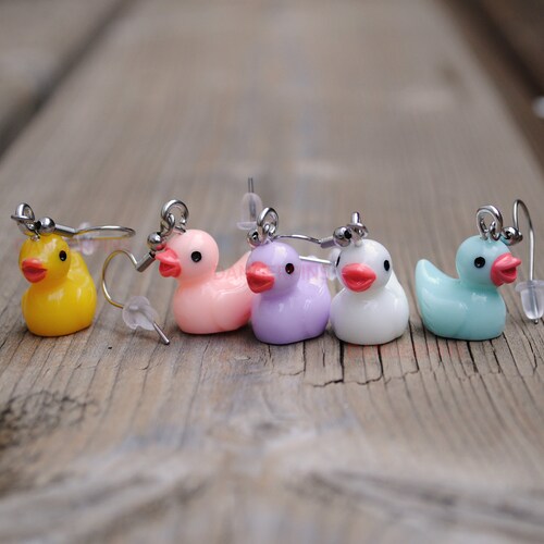 Small Pastel Ducks Earrings Cute Kawaii Weirdo Etsy