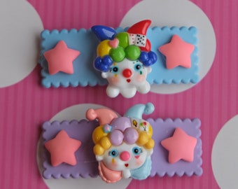 Set of 2 Clown Hair clips - 5.5cm