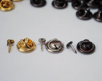 50 Pin backs tacks and clips - jewellery making D.I.Y Gold Silver Black Brooch