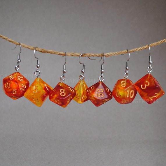 Amber Galaxy Sparkle RPG Dice Earrings D4 D6 D8 D10 D12 D20 Etsy